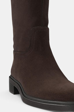FLAT SPLIT SUEDE RIDING BOOTS - Zara фото 7