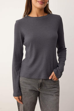 Wardrobe Essentials  Antrasit Triko Gorunumlu Orme Bluz | TWOAW26BZ00150 - Trendyolmilla фото 12