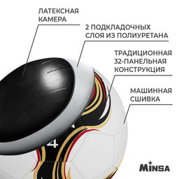 Мяч футбольный MINSA Futsal, PU, машинная сшивка, 32 панели, р. 4  фото 3
