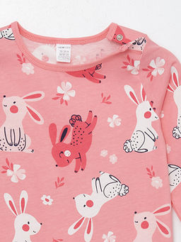 Bisiklet Yaka Uzun Kollu Bask?l? K?z Bebek Tulum - Waikiki фото 3