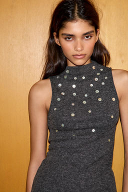 VESTIDO CORTO SOFT BOTONES / Gris antracita - Zara фото 3