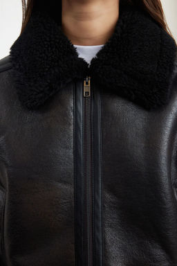 Kahverengi Oversize Kal?p Pelus Detayl? Biker Ceket Mont TWOAW25MO00032 - Trendyolmilla фото 6
