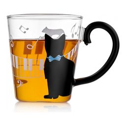 Кружка стеклянная с рисунком Черный кот Walmer Cat, 0.35 л, цвет прозрачный  фото 3
