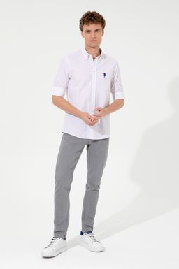 U. S. Polo Assn Мужская красная белая рубашка с принтом - U.s. polo assn фото 4