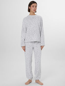 Комплект женский домашний белый с леопардовым принтом