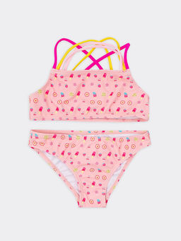 Раздельный купальник на тонких бретелях в розовом цвете для девочек