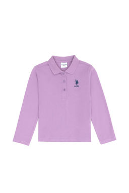 U. S. Polo Assn / Базовый свитшот сиреневого цвета с воротником-поло для девочек