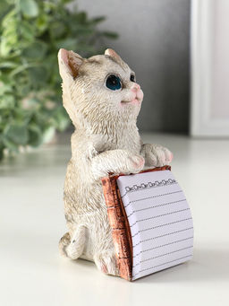 Фигурка с блокнотом 20 листов «Серый котик», полистоун, 6.5×5×11 см