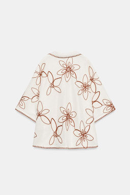 BLUSA KAFT?N BORDADA / Crudo / Marr?n - Zara фото 7