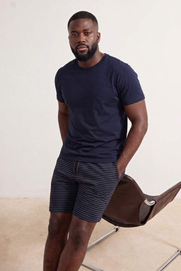 B_y_k Beden Lacivert Regular _izgili _ortlu _rme Pijama Tak_m_ TMNSS26AI00019