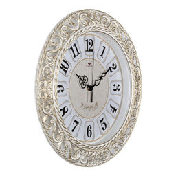 Часы настенные классические, бесшумные, плавный ход, d=39.5 см, белые, от батарейки 1×АА