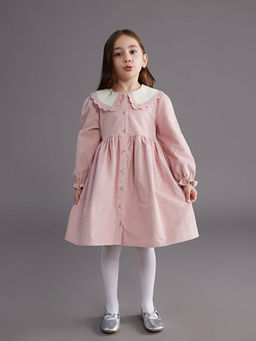 Bebe Yaka K?z ?ocuk Kadife Elbise