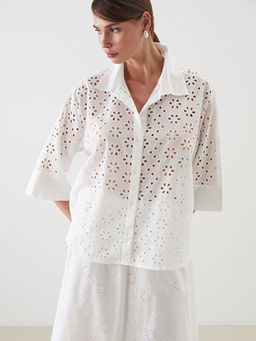 Ajurlu Oversize Kad?n G?mlek