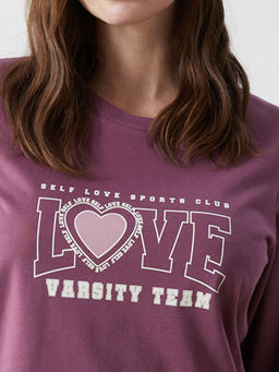 Bisiklet Yaka Bask?l? Kad?n Pijama Tak?m?