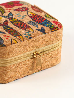 Шкатулка для украшений «Рыбки», пробка, кожзам, 10×10×5 см