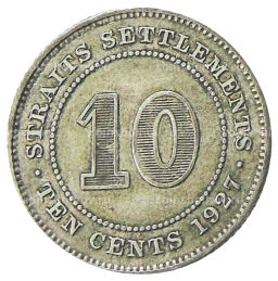 10 центов 1927 года Стрейтс Сетлментс