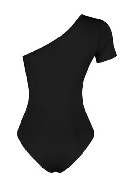 Siyah Fitted/Vucuda Oturan Asimetrik Yaka Tek Kol C?tc?tl? Esnek Orme Body TWOSS24BD00028