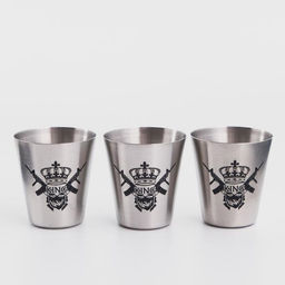 Стопки в чехле KING, нержавеющая сталь, набор 3 шт. ? 30 мл