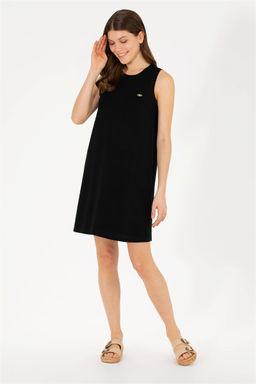 U. S. Polo Assn Женское черное трикотажное платье с круглым вырезом