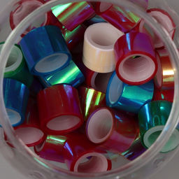 Клейкая лента пластик в банке «Перламутровый микс», набор 40 шт., 1.2 см, дл.0.9 м, 7×7×9 см