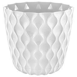 Ingreen Горшок для цветов пластмассовый Wave 1,4л, д14,5см, h13,2см, с дренажной сеткой и съемным поддоном, белоснежный жасмин (Россия)