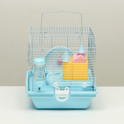 Клетка для грызунов Пижон, укомплектованная с замком, 37 х 27 х 30 см, голубая  фото 2