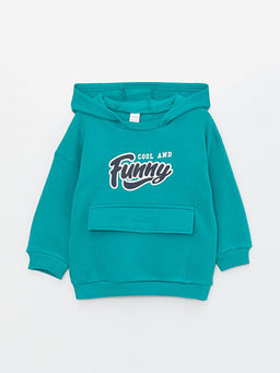 Bask?l? Uzun Kollu Erkek Bebek Hoodie ve E?ofman Alt? 2li Tak?m - Waikiki фото 2