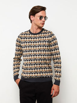 Bisiklet Yaka Uzun Kollu Ekose Erkek Triko Kazak