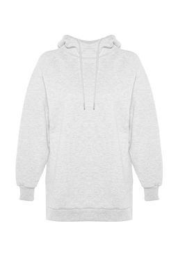 TRENDYOLMILLA Siyah Kapusonlu Oversize Sardonlu Orme Sweatshirt TWOAW23SW00439 фото 6