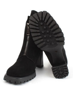 04-M3-L855 BLACK Ботильоны зимние женские (натуральная замша, натуральный мех)