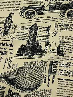 Интерьерный хлопок Газета цв.бежево-желтый, СОРТ2, ш.1.5м, хлопок-100%, 230гр/м.кв