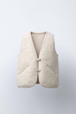 CONTRAST CORDUROY AND FAUX SHEARLING WAISTCOAT