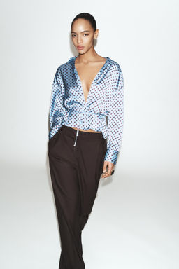 POLKA DOT SATIN SHIRT WITH BELT - Zara фото 8
