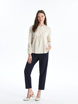 Kad?n Beli Lastikli D?z Pantolon