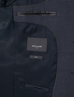 Koyu Mavi Slim Fit Y_n Kar___ml_ Tak_m Elbise