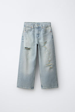 PANTAL?N WIDE LEG ROTOS / Azul