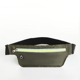 Сумка для бега на пояс, со светоотражающими элементами, с отверстием для наушников, 24×0.3×10 см, хаки