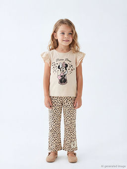 Minnie Mouse Bask?l? K?z ?ocuk Bluz ve Tayt