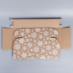 Цена за 2 шт. Коробка новогодняя складная «Снежинки», бурый, 27×21×9 см, Новый год