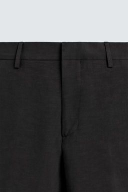 PANTAL?N TRAJE RELAXED FIT VISCOSA - LINO / Negro