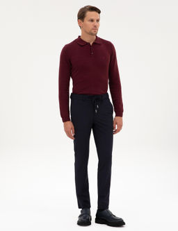Lacivert Slim Fit Beli Lastikli Kordonlu Jogger Kanvas Pantolon - Pierre cardin фото 3