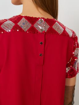 Комбинированная блуза с пайетками - Stilla фото 6