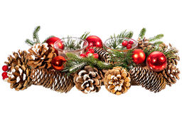 Новогоднее украшение подсвечник 32*14*8 см Заснеженные шишки на 2 свечи прямоугольный - Elan gallery фото 4