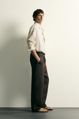 CAMISA RELAXED FIT ALGOD?N - LINO BORDADOS / Crudo - Zara фото 4