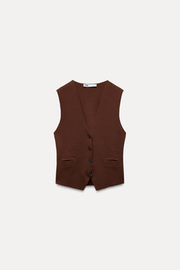 KNIT WAISTCOAT TOP WITH BACK TAB - Zara фото 13