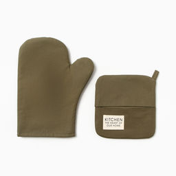 Кухонный набор Этель Kitchen: варежка-прихватка 18×29 см, прихватка 19×19 см, зелёный