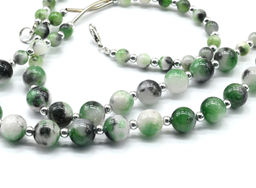 Колье двойное шарики 6-10мм, цв.жадеит, 50см