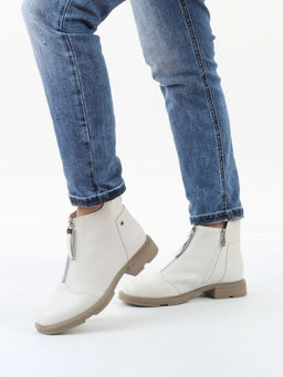 01-M43-11 LT.BEIGE Ботинки демисезонные женские (натуральная кожа, байка)