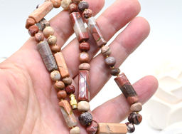 Яшма уральская бусы брусок 22*7мм, 52см Радуга камня