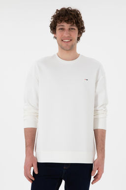 Erkek Comfort Fit Bisiklet Yaka Ekru Sweatshirt Sepette S_rpriz _ndirim